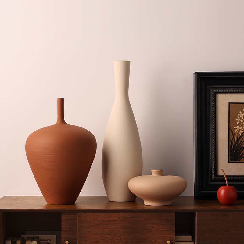 Pampas Grass Decor - CAPIRON Nordic Retro แจกันเซรามิคตู้ห้องนั่งเล่นตกแต่งดอกไม้ Pampas Grass