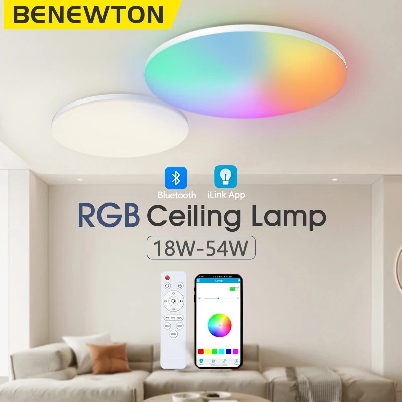 Home Decor Free App - Benewton ไฟเพดานอัจฉริยะ RGB CCT ควบคุมผ่านแอป370มม. 300มม.