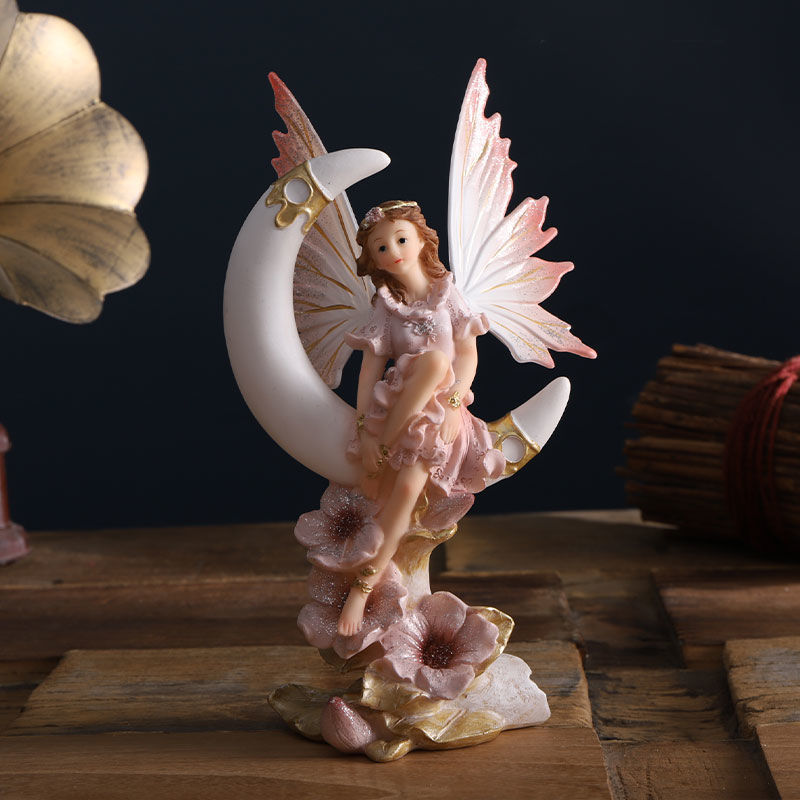 Home Decor Za - รูปปั้นนางฟ้าในสวนสไตล์นอร์ดิกรูปปั้นศิลปะสมัยใหม่รูปแกะสลักตกแต่งสำหรับโต๊ะทำงานการตกแต่งห้องนั่งเล่นของตกแต่งบ้าน