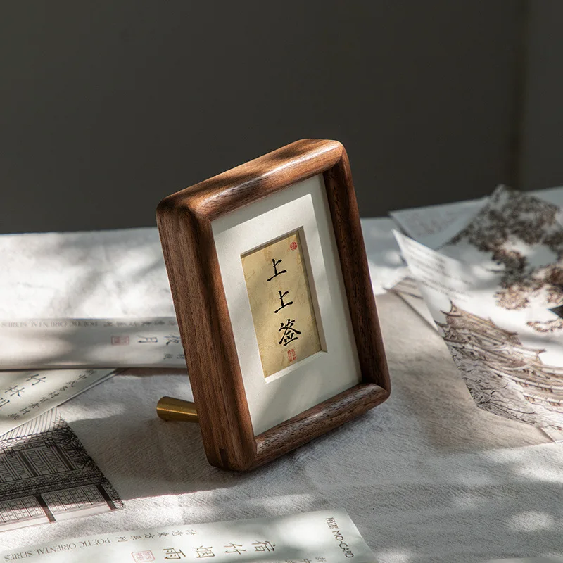Bamboo Photo Frame - กรอบรูปไม้เนื้อแข็งสีวอลนัท - กรอบรูปไม้ขนาด 6 นิ้ว ขอบมน