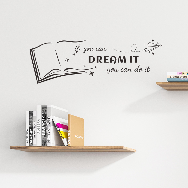 Home Decor Indonesia - สร้างสรรค์หนังสือสุภาษิตภาษาอังกฤษสติ๊กเกอร์ติดผนังสำหรับห้องนั่งเล่นตกแต่งห้องอ่านหนังสือสติ๊กเกอร์ตกแต่งห้องนอนตกแต่งบ้านวอลล์เปเปอร์แบบมีกาวในตัว