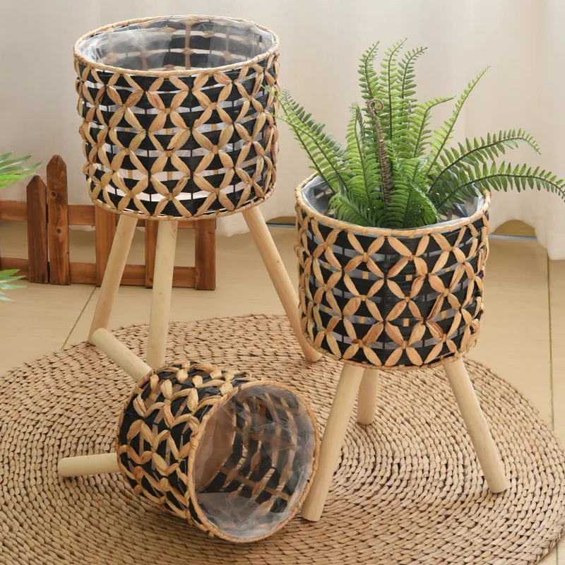 กระถางต้นไม้หวายสานมือแบบตั้งพ - Rattan Plant Basket บทวิจารณ์และราคา