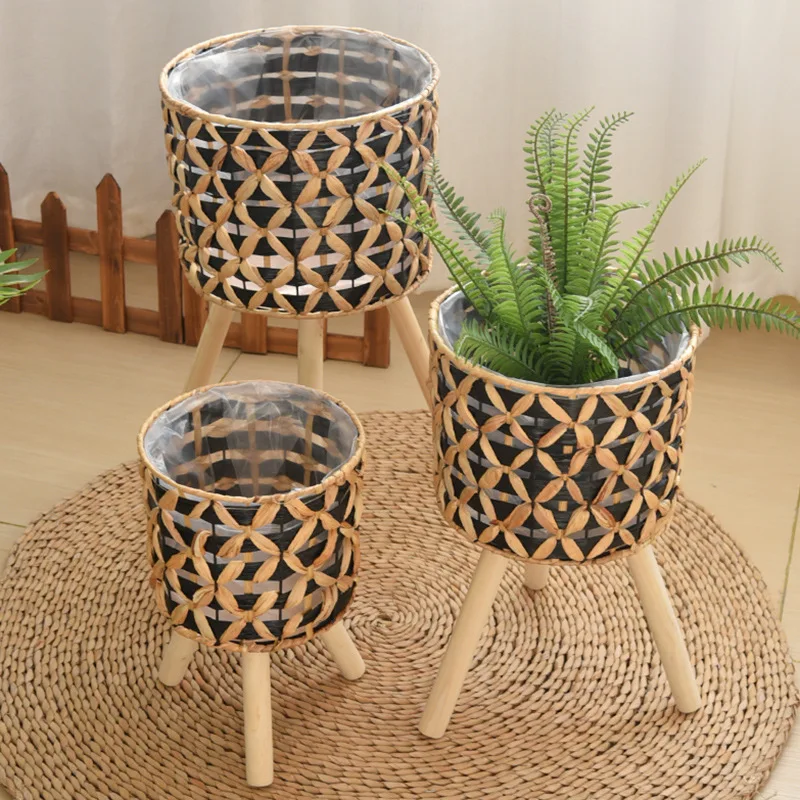 กระถางต้นไม้หวายสานมือแบบตั้งพ - Rattan Plant Basket บทวิจารณ์และราคา