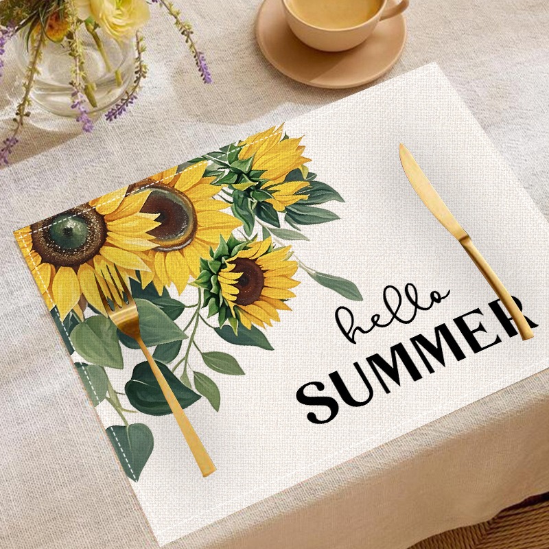 ชุดผ้ารองจานลายดอกทานตะวัน 5 ช - Linen Table Runner บทวิจารณ์และราคา