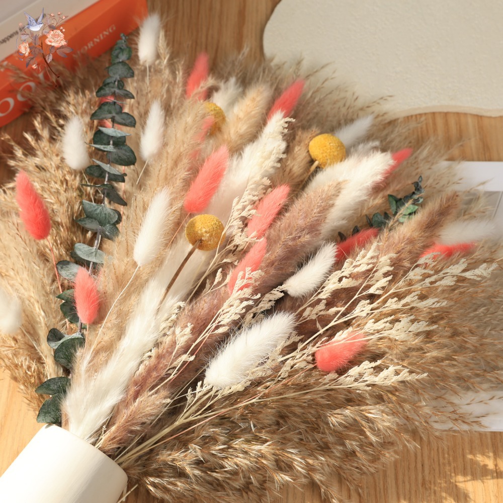ช่อดอกไม้แห้งสีชมพูอมตะ หญ้าแพ - Pampas Grass Decor บทวิจารณ์และราคา
