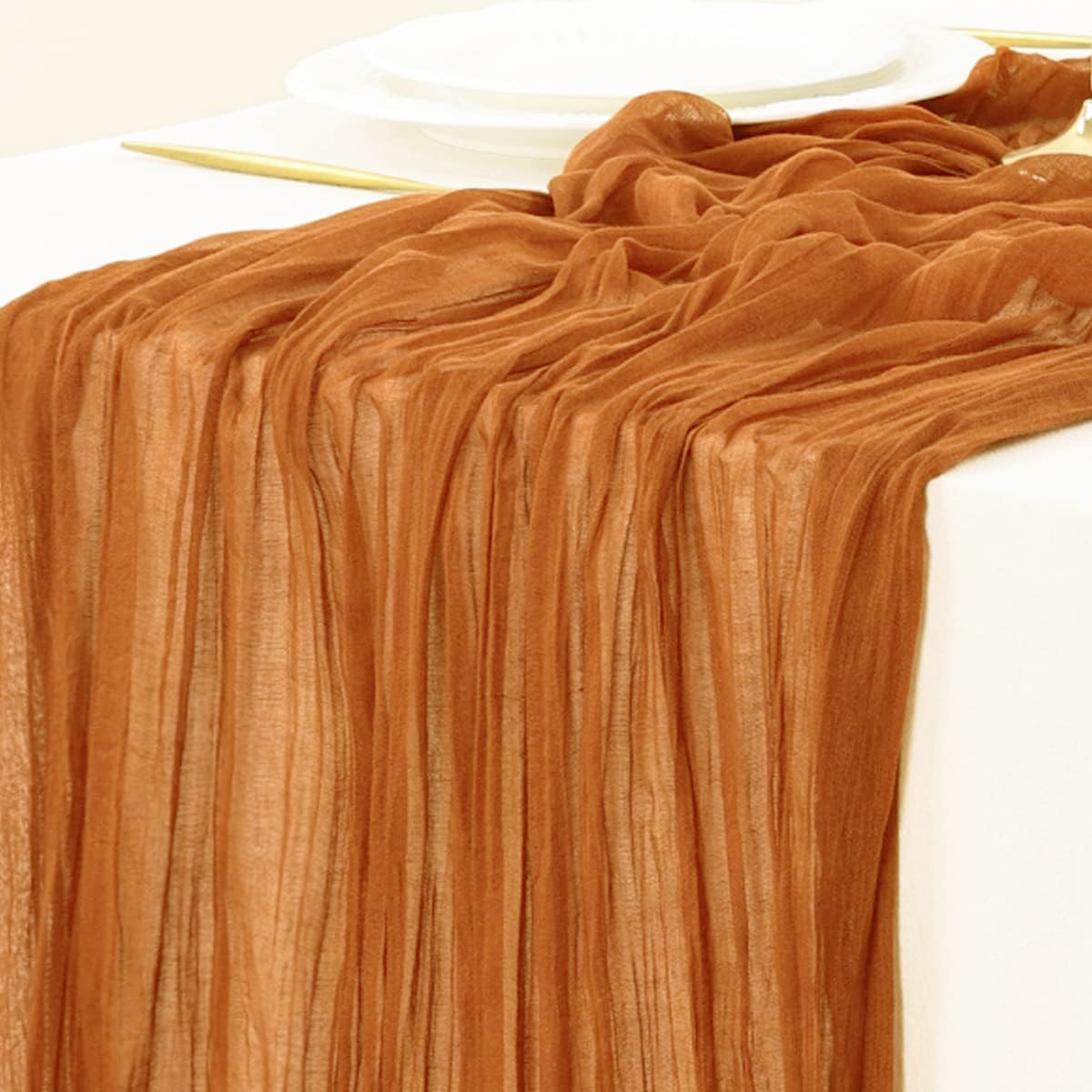 สีแดงตาราง Runner Gauze งานแต่ - Linen Table Runner บทวิจารณ์และราคา