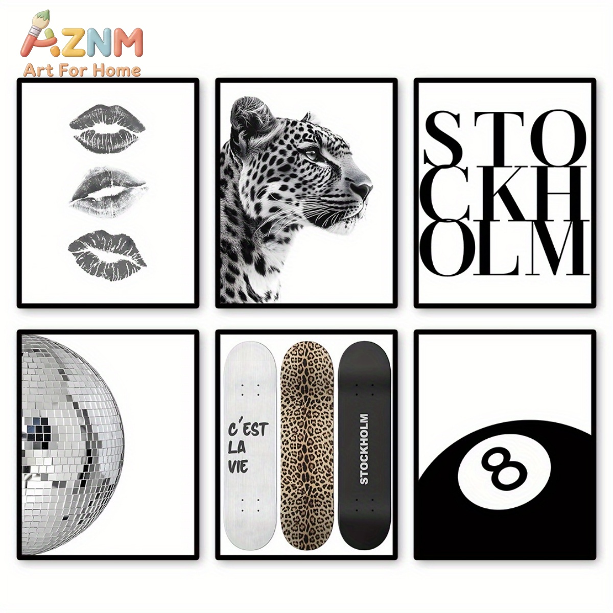 AZNM โปสเตอร์ภาพพิมพ์แคนวาสลาย - Home Decor Y2K บทวิจารณ์และราคา