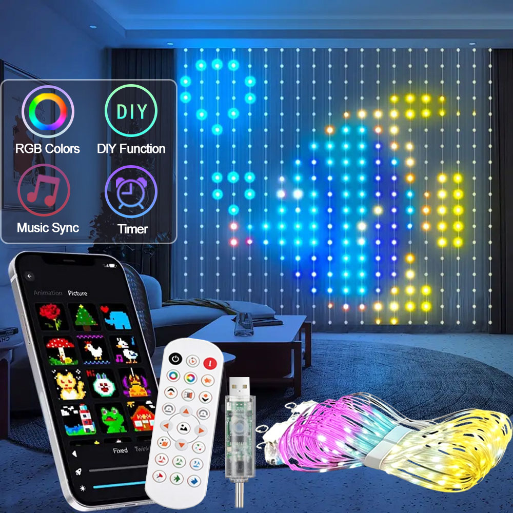 ม่านไฟ LED อัจฉริยะ ควบคุมผ่าน - Home Decor Free App บทวิจารณ์และราคา