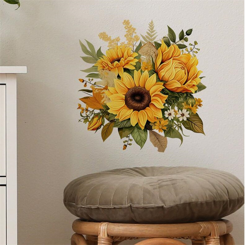 Self-กาวสีเหลืองดอกทานตะวันดอก - Home Decor Indonesia บทวิจารณ์และราคา