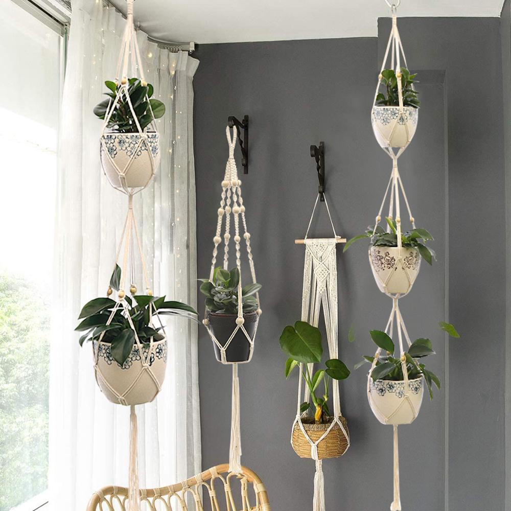 แขวน Handmade Macrame ไม้แขวนเ - Rattan Plant Basket บทวิจารณ์และราคา